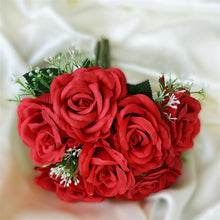 Load image into Gallery viewer, Rose & Baby Breath Assorted Bridal Bouquet Artificial Silk Flowers - Red