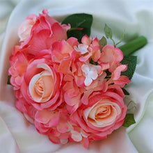 Load image into Gallery viewer, Rose & Hydrangea Bouquet Artificial Silk Flowers - Coral