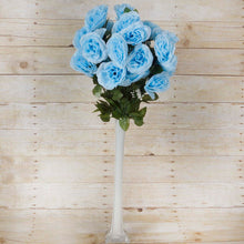 Load image into Gallery viewer, Large Open Rose Bush Artificial Silk Flowers - Light Blue