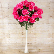 Load image into Gallery viewer, Large Open Rose Bush Artificial Silk Flowers - Fuchsia