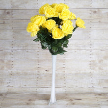Load image into Gallery viewer, Large Open Rose Bush Artificial Silk Flowers - Yellow