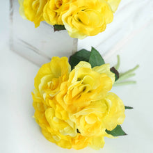 Load image into Gallery viewer, Open Rose Bouquet Artificial Silk Flowers - Yellow