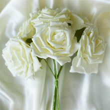 Load image into Gallery viewer, 6 Pack Cream Foam Rose Flower Bouquet For Wedding Centerpiece Vase Decor