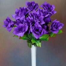 Load image into Gallery viewer, Velvet Open Rose Bush Artificial Silk Flowers - Purple