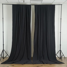 Load image into Gallery viewer, Set Of 2 Black Fire Retardant Polyester Curtain Panel Backdrops Window Treatment With Rod Pockets - 5FTx10FT