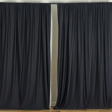 Load image into Gallery viewer, Set Of 2 Black Fire Retardant Polyester Curtain Panel Backdrops Window Treatment With Rod Pockets - 5FTx10FT