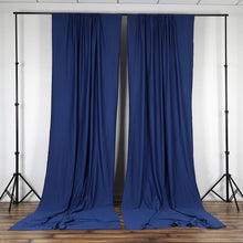 Load image into Gallery viewer, Set Of 2 Navy Fire Retardant Polyester Curtain Panel Backdrops Window Treatment With Rod Pockets - 5FTx10FT