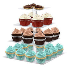 Load image into Gallery viewer, 4 Tier Square Heavy Duty Acrylic Glass Cupcake Dessert Stand For Birthday Wedding Party