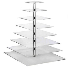 Load image into Gallery viewer, 8 Tier Square Heavy Duty Acrylic Glass Cupcake Dessert Stand For Birthday Wedding Party