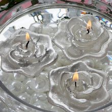 Load image into Gallery viewer, 4 PCS Silver Rose Floating Candles Wedding Birthday Party Centerpiece Decor