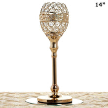 Load image into Gallery viewer, 14" Tall Crystal Beaded Candle Holder Goblet Votive Tealight Wedding Chandelier Centerpiece - Gold - BUY ONE GET ONE FREE!!
