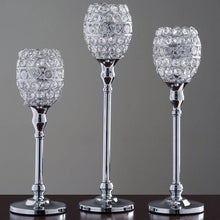 Load image into Gallery viewer, SET of 2 Crystal Beaded Candle Holder Goblet Votive Tealight Wedding Centerpiece 16" Tall