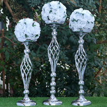 Load image into Gallery viewer, 19.5" Tall Metal Wedding Flower Decor Candle Holder Vase Centerpiece - Silver - Buy 1 Get 1 Free