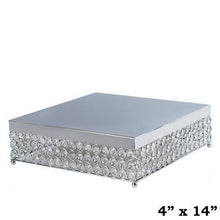 Load image into Gallery viewer, 14 ” Bejeweled Silver Square Crystal Beaded Stainless Steel Chandelier Wedding Cake Stand