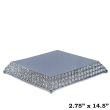 Load image into Gallery viewer, 15" Bejeweled Silver Flat Crystal Beaded Stainless Steel Chandelier Wedding Riser Cake Stand