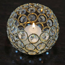Load image into Gallery viewer, Adorable Votive Tealight Wedding Crystal Candle Holder - Gold - 4" Dia x 3.5" Tall