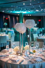 Load image into Gallery viewer, Sleek Pillar Crystal Votive Tealight Candle Holder Wedding Centerpiece - 16" Tall