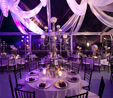 Load image into Gallery viewer, Candelabra Chandelier Crystal Votive Candle Holder Wedding Centerpiece - 25" Tall - Gold