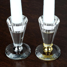 Load image into Gallery viewer, 3" Gemcut Egyption Handcrafted Glass Crystal Votive Candlestick Holder With Silver Metal Stem Table Top Wedding Centerpiece - 1 PCS