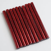 Load image into Gallery viewer, 10 pcs Red Glitter Hot Melt Glue Sticks For DIY Art Craft Sealing Repair Tool - 7mm x 4"