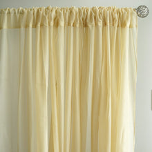 Load image into Gallery viewer, 10FT Fire Retardant Champagne Sheer Curtain Panel Backdrops Window Treatment With Rod Pockets - Premium Collection
