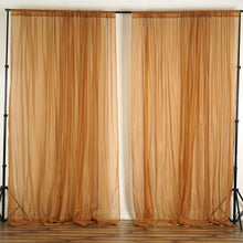 Load image into Gallery viewer, 10FT Fire Retardant Gold Sheer Curtain Panel Backdrops Window Treatment With Rod Pockets - Premium Collection