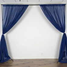 Load image into Gallery viewer, 10FT Fire Retardant Navy Blue Sheer Curtain Panel Backdrops Window Treatment With Rod Pockets - Premium Collection