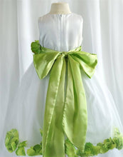 Load image into Gallery viewer, Tulle Overlay Flower Girl Petal Dress - Ivory