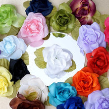 Load image into Gallery viewer, 12pcs Fushia Mini Silk Ribbon Rose Flower Leaf Wedding Appliques Sewing Decor Craft Supplies