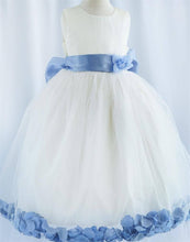 Load image into Gallery viewer, Tulle Overlay Flower Girl Petal Dress - Ivory