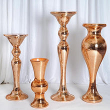 Load image into Gallery viewer, 42” Rose Gold Mirror Mosaic Polystone Floor Vase Wedding Aisle Prop Party Columns