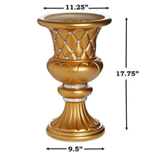 Load image into Gallery viewer, 10mm Crystal Bead Studded Gold Wedding French Columns With Gold Mosaic Party Event Decoration - 17.75"x 11.25" - 4PCS