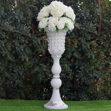 Load image into Gallery viewer, 10mm Crystal Bead Studded White Wedding French Columns With Mirror Mosaic Party Event Decoration - 31.5"x10.5" - 4PCS