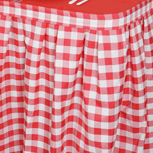 Load image into Gallery viewer, 17FT Perfect Picnic Inspired White/Red Checkered Polyester Table Skirt For Wedding Party Event