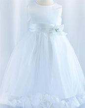 Load image into Gallery viewer, Tulle Overlay Flower Girl Petal Dress - White