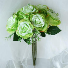 Load image into Gallery viewer, Rose &amp; Baby Breath Assorted Bridal Bouquet Artificial Silk Flowers - Lime Green
