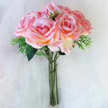 Load image into Gallery viewer, Rose &amp; Baby Breath Assorted Bridal Bouquet Artificial Silk Flowers - Pink

