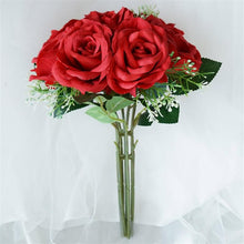 Load image into Gallery viewer, Rose &amp; Baby Breath Assorted Bridal Bouquet Artificial Silk Flowers - Red
