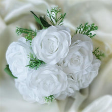 Load image into Gallery viewer, Rose &amp; Baby Breath Assorted Bridal Bouquet Artificial Silk Flowers - White
