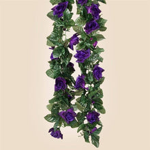 Load image into Gallery viewer, Silk Rose Garland Artificial Flowers - Purple - 6 ft
