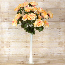 Load image into Gallery viewer, Large Open Rose Bush Artificial Silk Flowers - Coral / Cream
