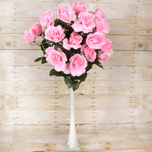 Load image into Gallery viewer, Large Open Rose Bush Artificial Silk Flowers - Pink
