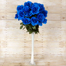Load image into Gallery viewer, Large Open Rose Bush Artificial Silk Flowers - Royal Blue
