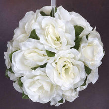 Load image into Gallery viewer, Rose Kissing Ball Artificial Silk Flowers - Cream - 4 pack
