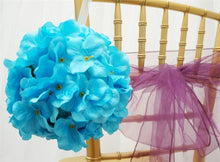 Load image into Gallery viewer, Hydrangea Kissing Ball Artificial Silk Flowers - Turquoise - 4 pack
