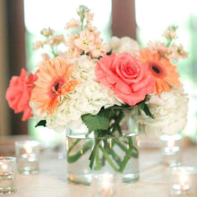 Load image into Gallery viewer, Small Open Rose Bush Artificial Silk Flowers - Coral
