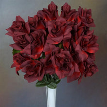 Load image into Gallery viewer, Velvet Open Rose Bush Artificial Silk Flowers - Black / Red
