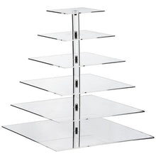 Load image into Gallery viewer, 6 Tier Square Heavy Duty Acrylic Glass Cupcake Dessert Stand For Birthday  Wedding Party
