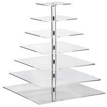 Load image into Gallery viewer, 7 Tier Square Heavy Duty Acrylic Glass Cupcake Dessert Stand For Birthday  Wedding Party
