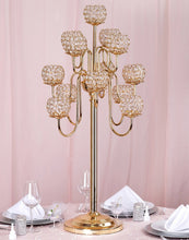 Load image into Gallery viewer, 40" Gold Crystal Beaded 13 Arm Candelabra Chandelier Votive Candle Holder Wedding Centerpiece
